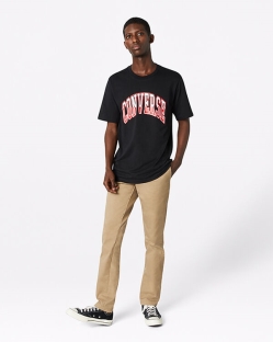 Camisetas Converse Twisted Varsity Graphic Para Hombre - Negras | Spain-8725